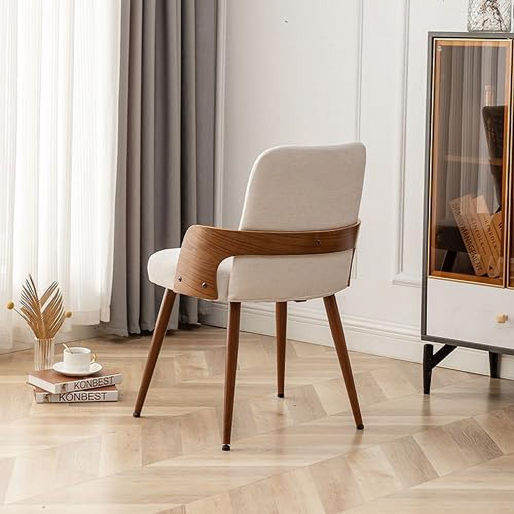 Beige Upholstered Dining Chairs with Metal Legs X379