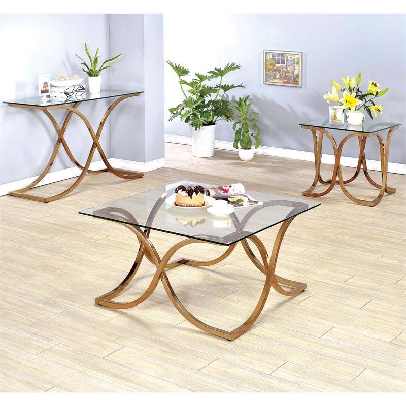Glass Top Console Table in Champagne Z94942