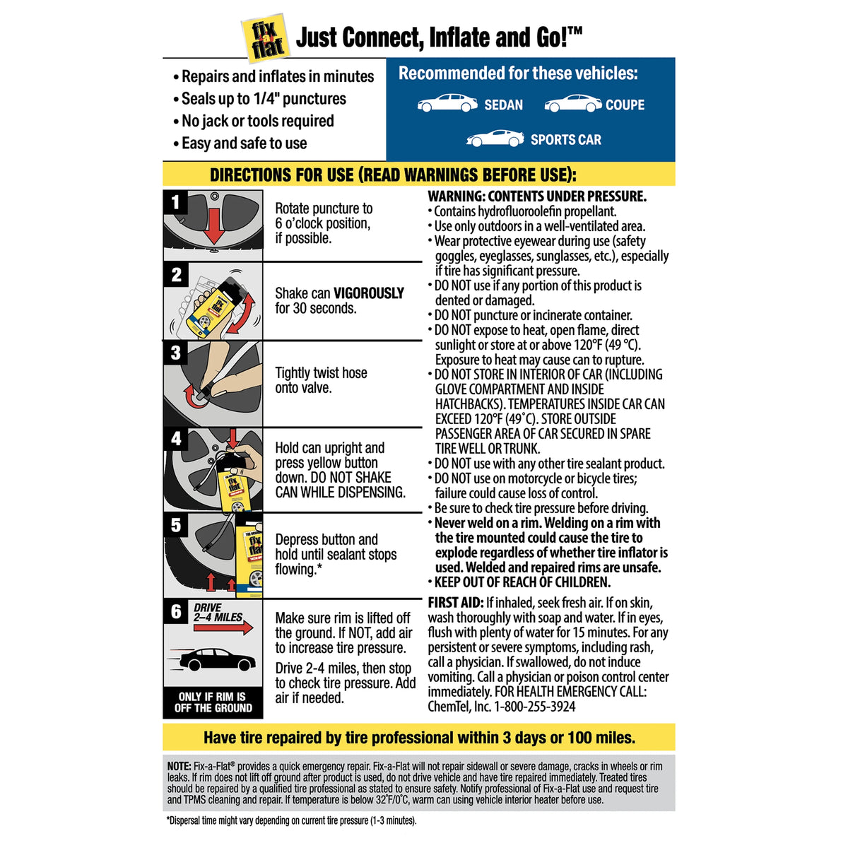 16 oz Aerosol Tire Repair and Inflator E2379