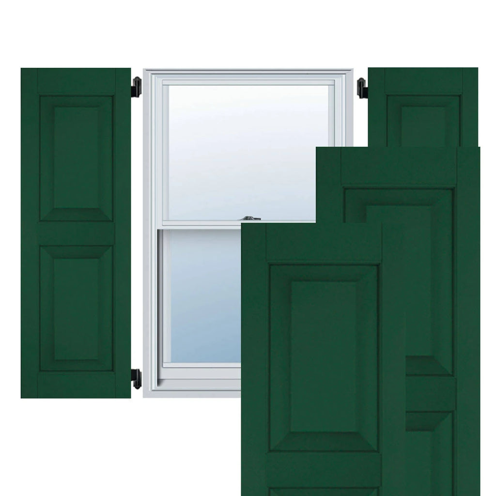 15 in. x 41 in. Real Wood Pine Raised Panel Shutters Pair C1312