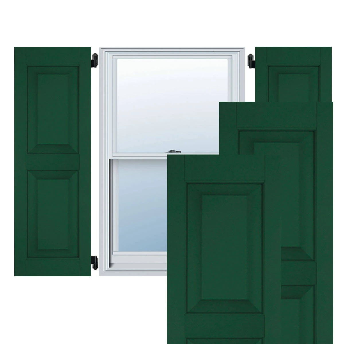 15 in. x 41 in. Real Wood Pine Raised Panel Shutters Pair C1312