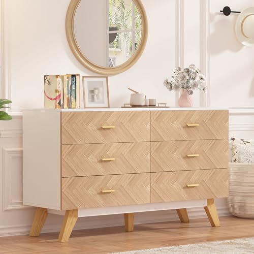 Rustic Brown Wooden 6 Drawer Dresser S13419