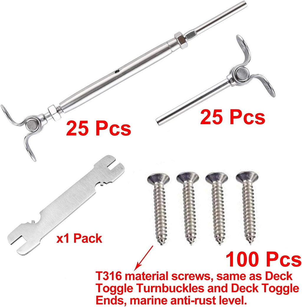 12 Pairs T316 Stainless Steel Adjustable Angle Cable Railing Hardware Kit R17937