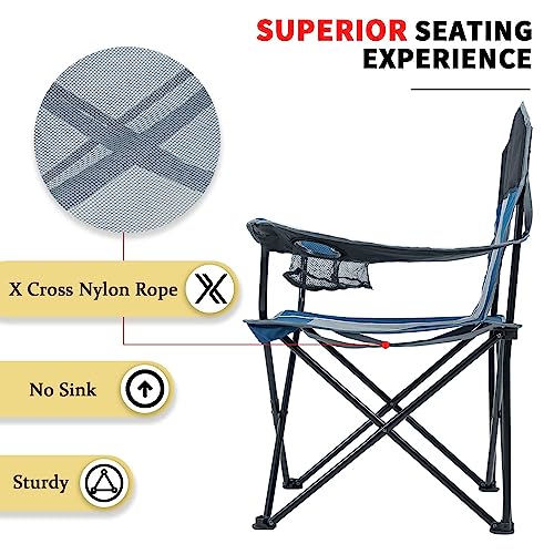 Oversized Mesh Back Folding Camping Chair with 2 Cup Holders W7504