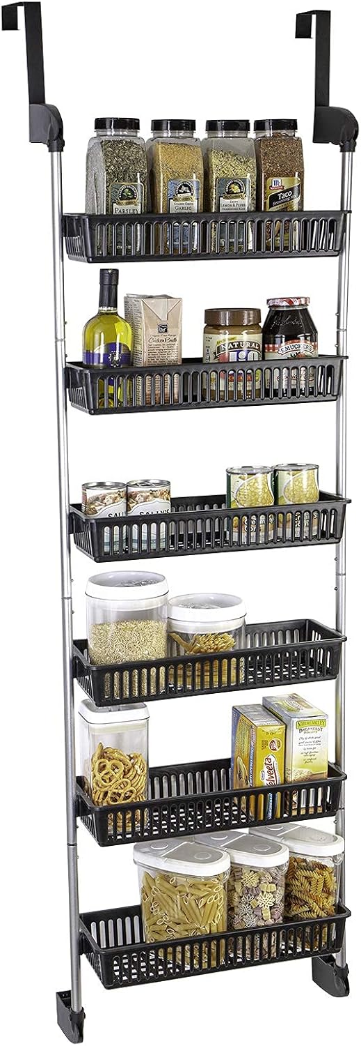 White 6 Baskets Over The Door Pantry Organizer Rack E65522