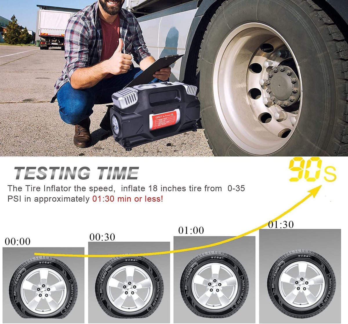 Portable Heavy Duty 12V Air Compressor Pump with Digital Gauge R85025