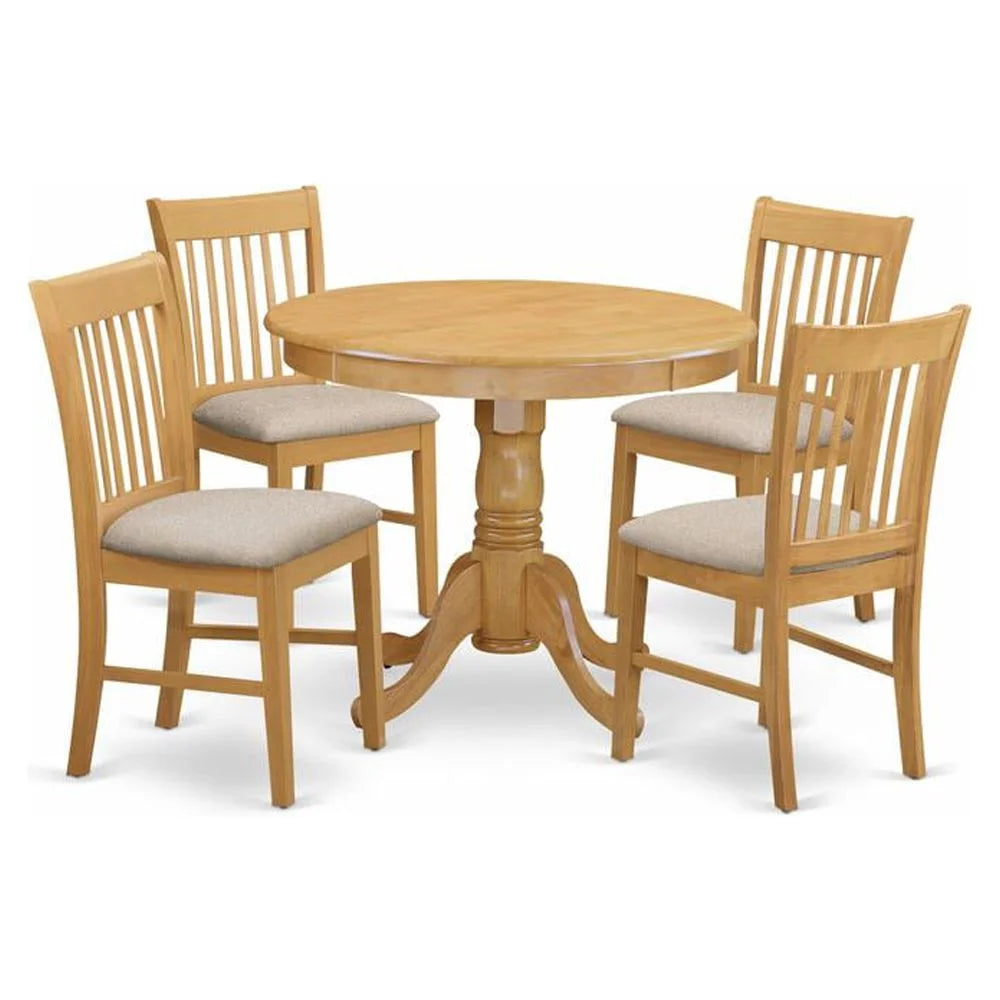 Antique 5-piece Wood Dining Table Set J46696