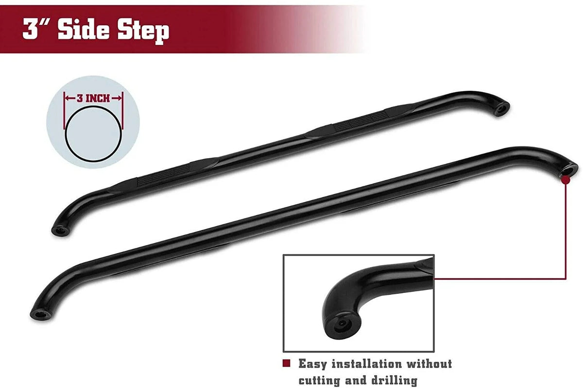 Black 3" Tube Side Bars Running Boards for Chevy Silverado GMC Sierra Crew Cab Pickup Truck U890952