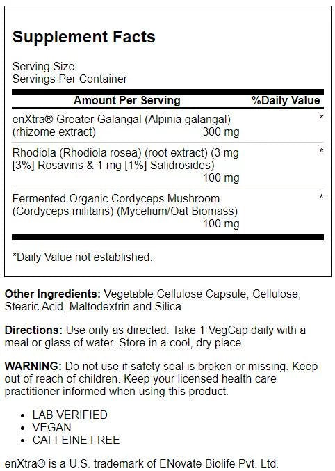 Caffeine Free Vegan Nootropic Supplement 30 VegCap Pills S593655
