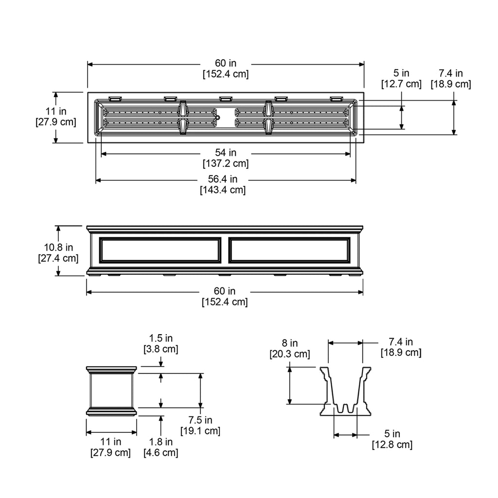 Black Self-Watering Window Box Planter S8705