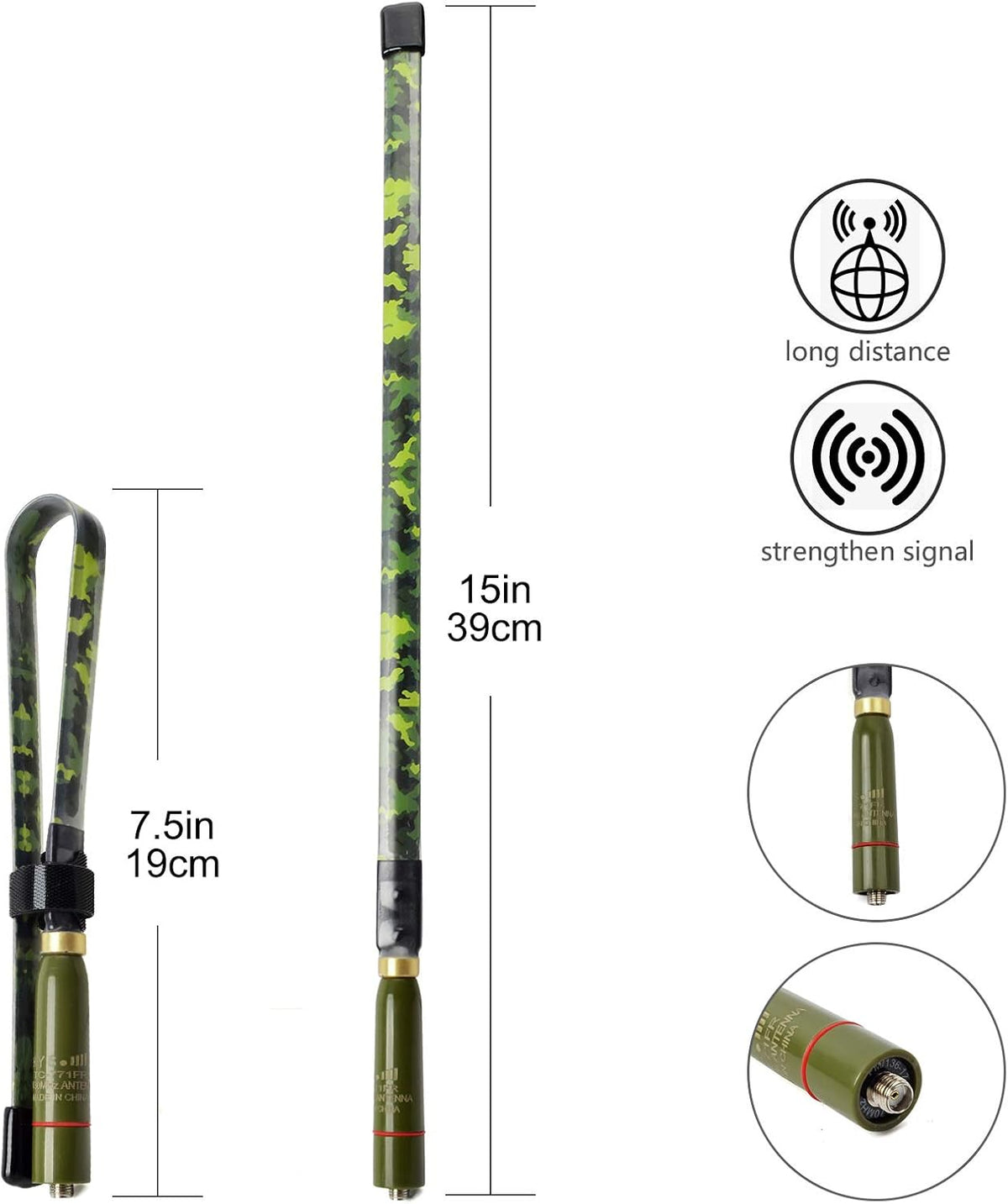 Tactical Foldable Dual Band Antenna, 144/430Mhz UHF VHF 15.3inch SMA-Female Antenna D585862