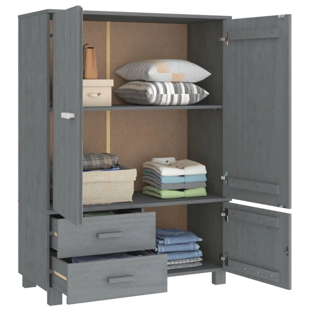 Dark Gray Solid Wood Pine Wardrobe W42180