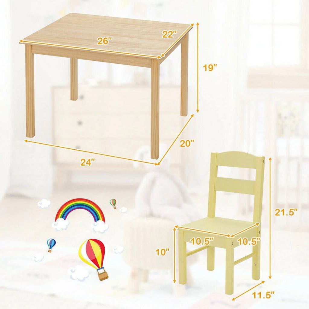 Kids 5 Pieces Wooden Table and Chair Set K74553