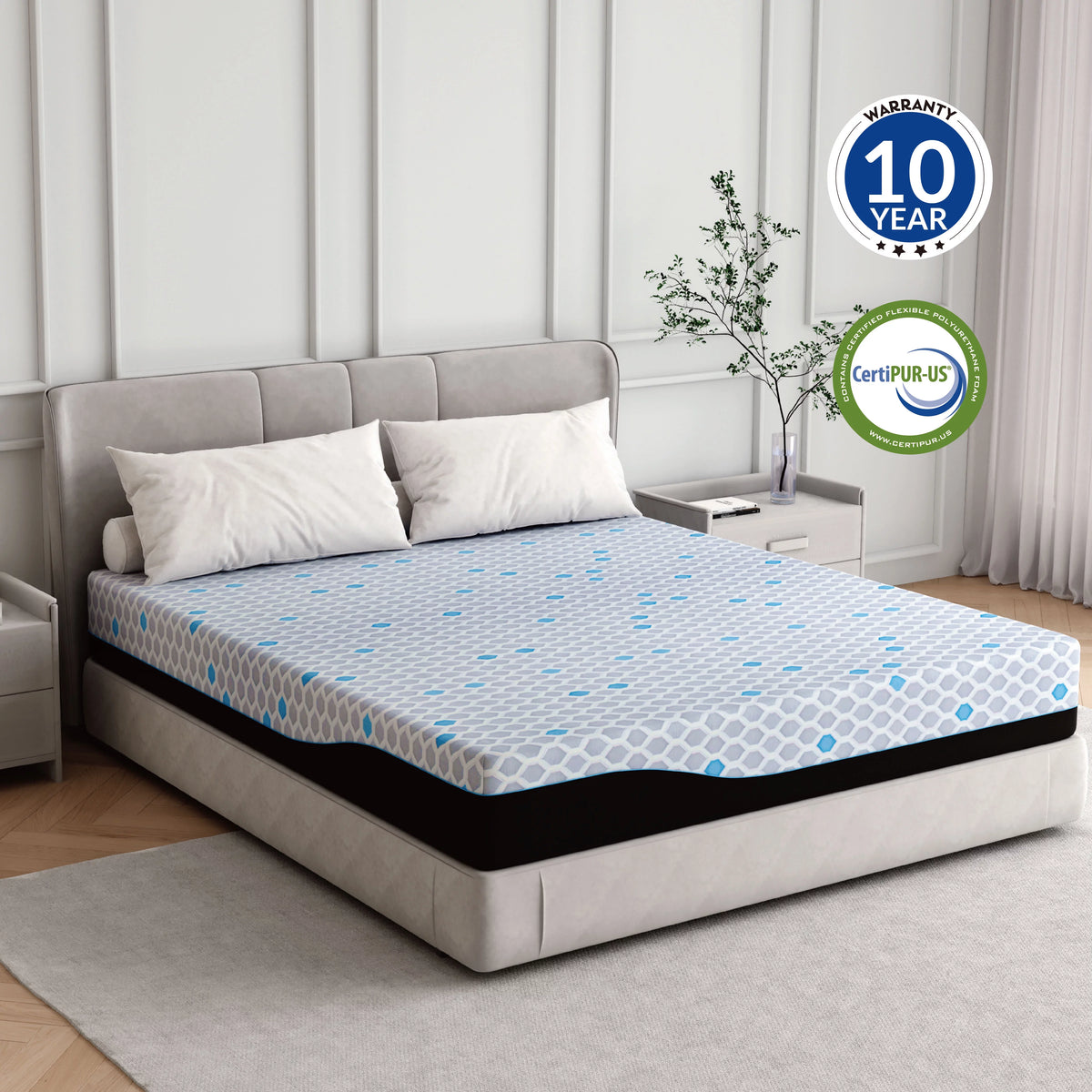 Charcoal 10 inch Gel Memory Foam Mattress Z246