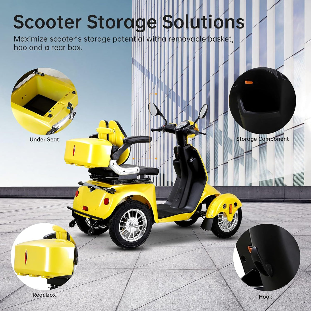 Yellow 4 Wheel Mobility Scooter 500lbs Capacity F355189