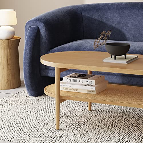 2-Tier Oval Coffee Table with Storage Shelf H3360