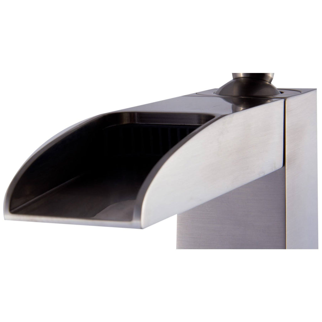Brushed Nickel Single Hole Tall Waterfall Bathroom Faucet J896