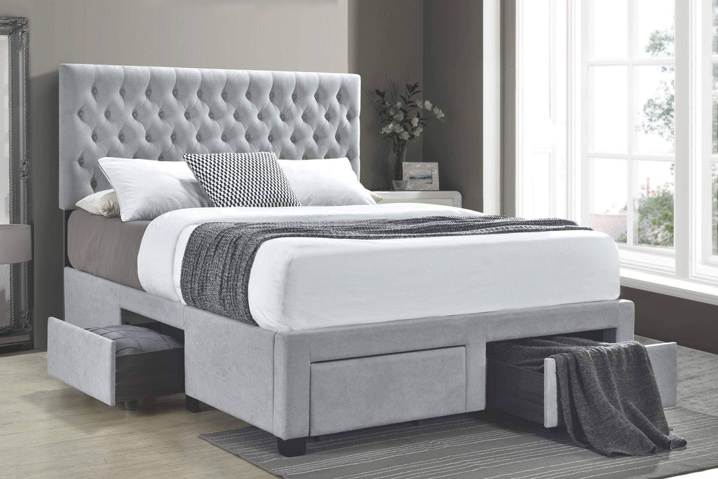 Light Grey Upholstered Full Storage Bed O84048