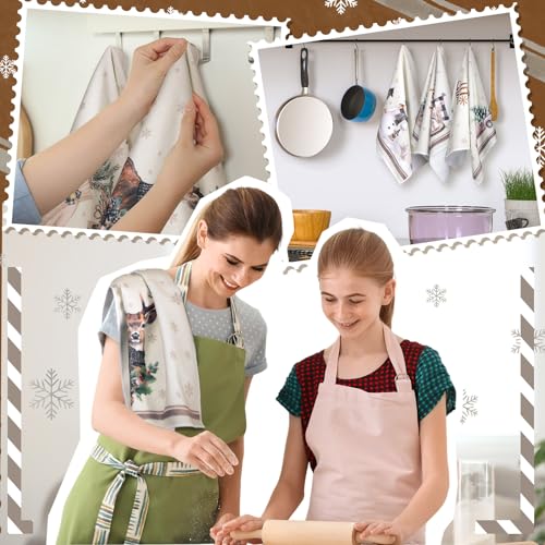 6 Pcs Christmas Kitchen Dish Hand Towels 16 x 24 Inch V746