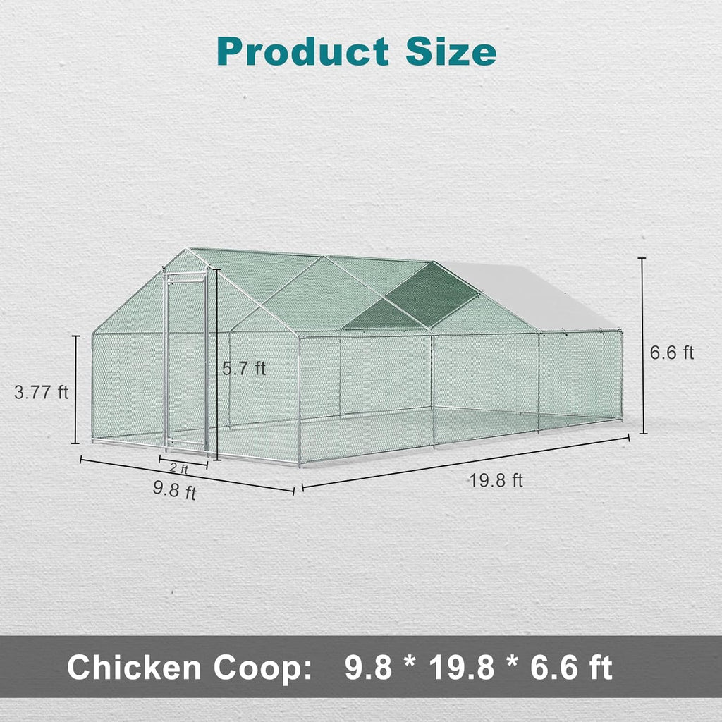 Metal Chicken Coop Galvanized Steel Walk-in Poultry Cage F64447