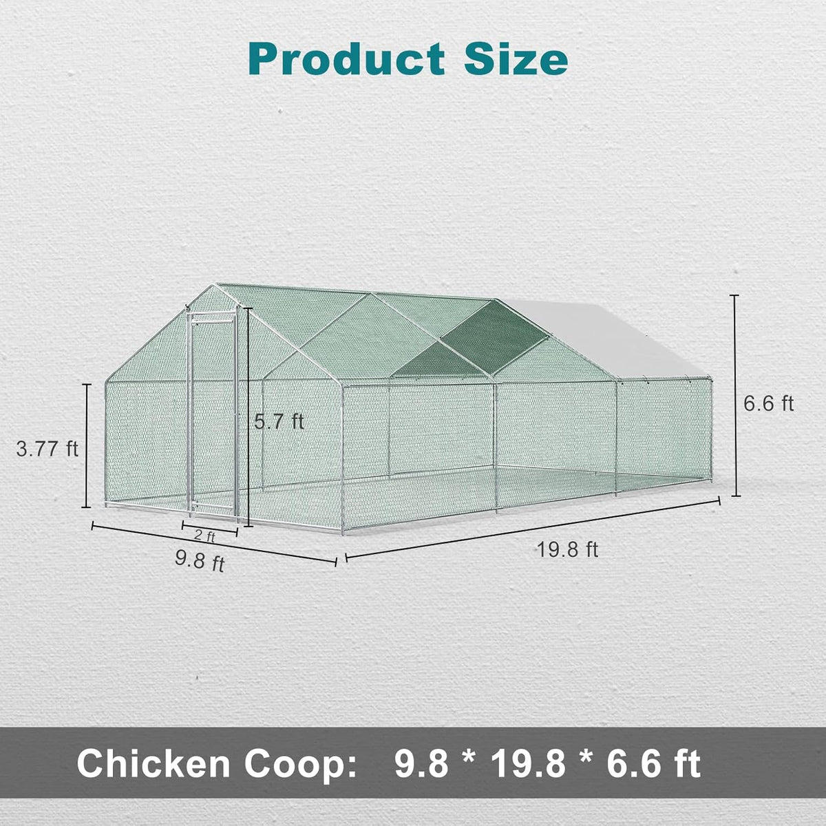 Metal Chicken Coop Galvanized Steel Walk-in Poultry Cage F64447