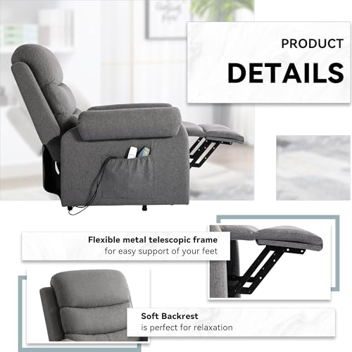 Dark Blue Power Lift Recliner Chair with Heat and Massage E110687