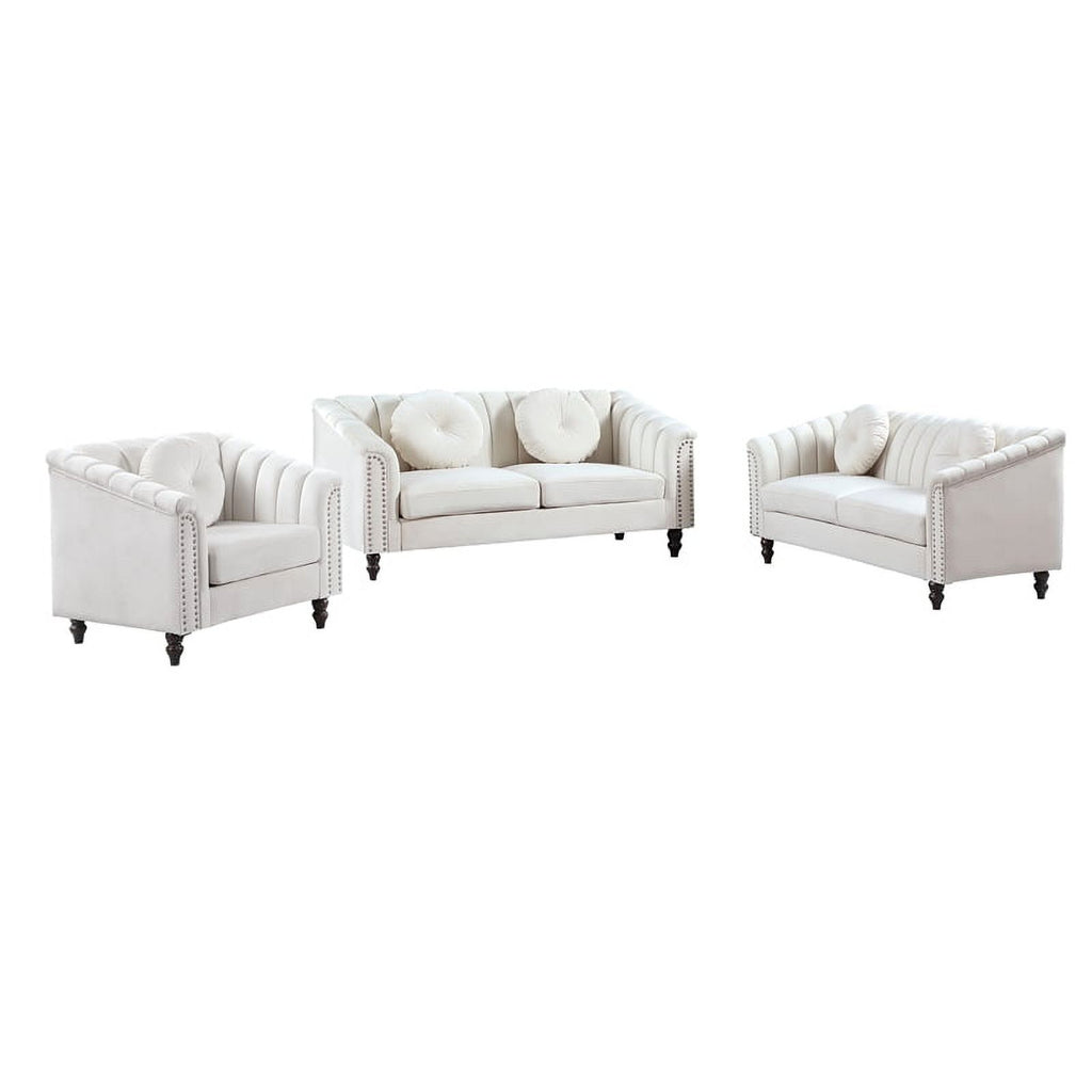 3 Piece Velvet Sofa Loveseat and Chair X96663