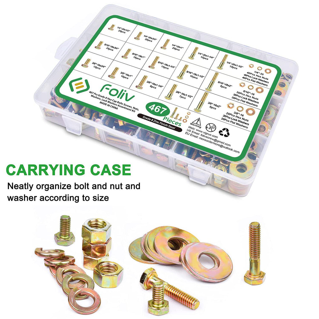 467Pcs Heavy Duty Bolt Nut Washer Kit A821494