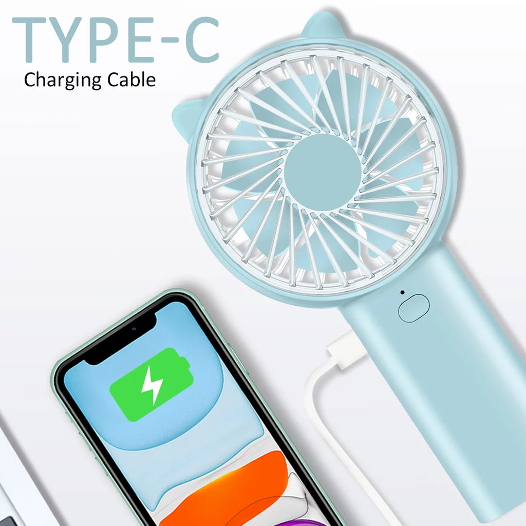 4 Speeds Mini Handheld Fan USB Rechargeable E703
