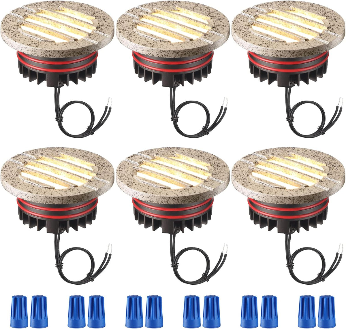 6 Pack 6W LED Well Lights, 3000K Warm White, IP67 Waterproof, Aluminum Housing, Pebble Grey H284425