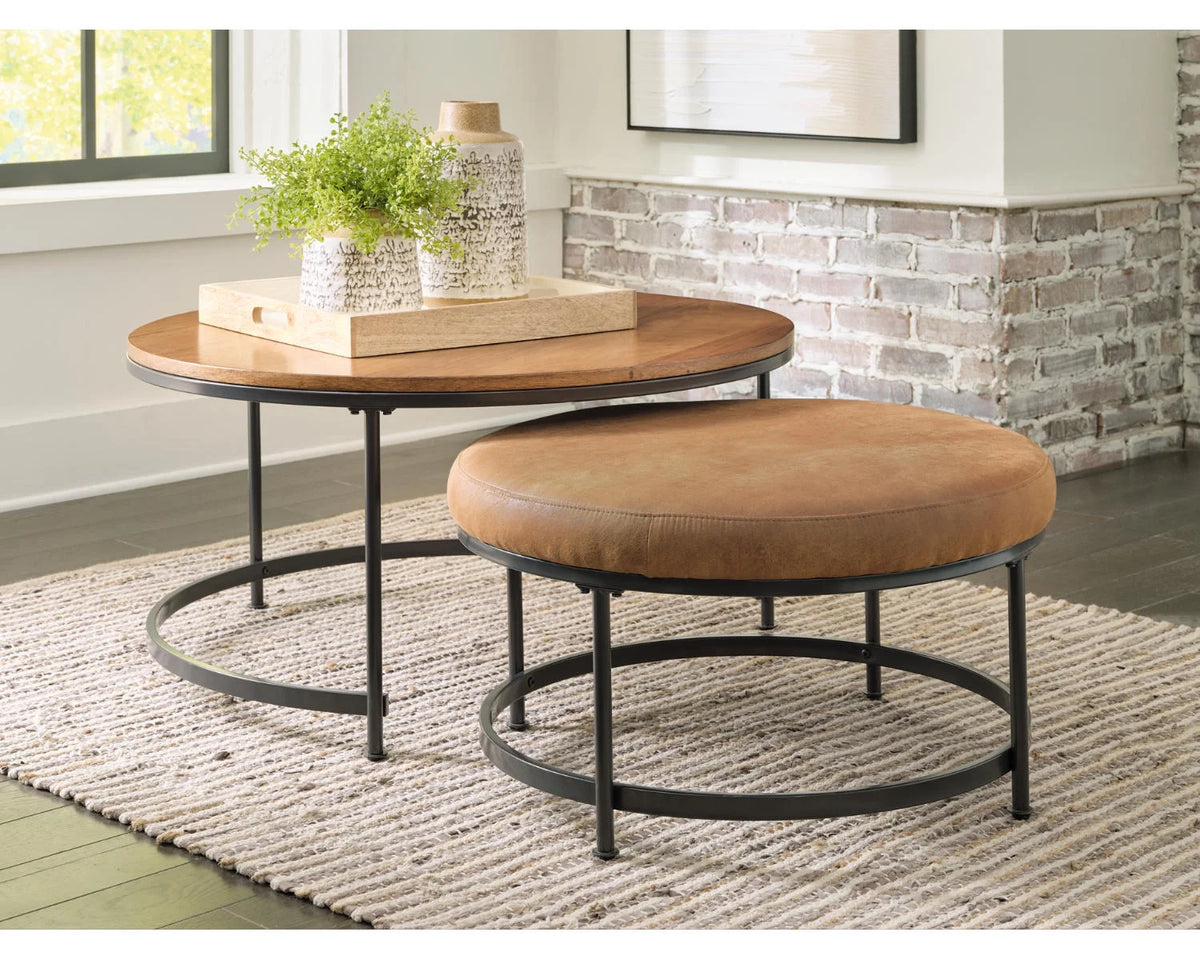 Nesting Coffee Table Set of 2 Light Brown/Black I46703