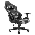 Black/Gray Leather High Back Racing Game Chair D8577