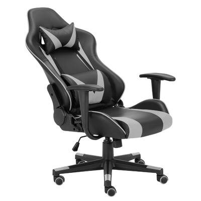 Black/Gray Leather High Back Racing Game Chair D8577