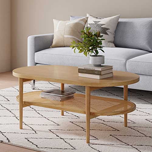 2-Tier Oval Coffee Table with Storage Shelf H3360