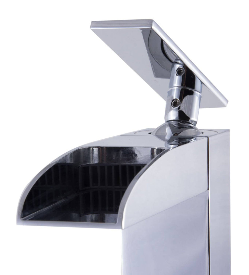 Brushed Nickel Single Hole Tall Waterfall Bathroom Faucet J896
