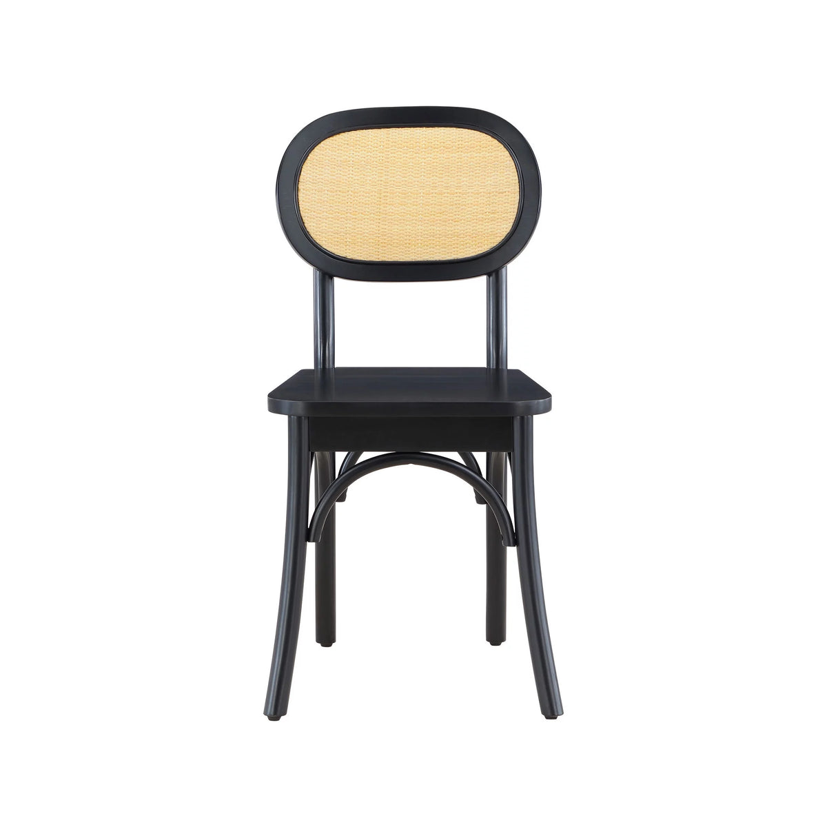 Black Rattan and Solid Wood Dining Chairs M448728
