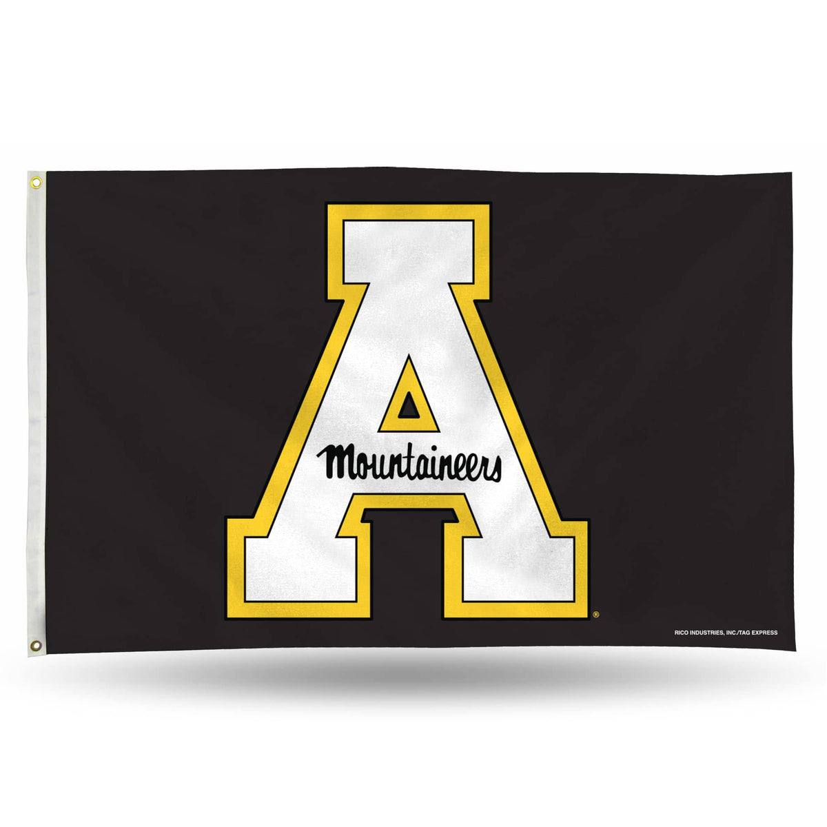 Black and White Rectangular Banner Flag W923