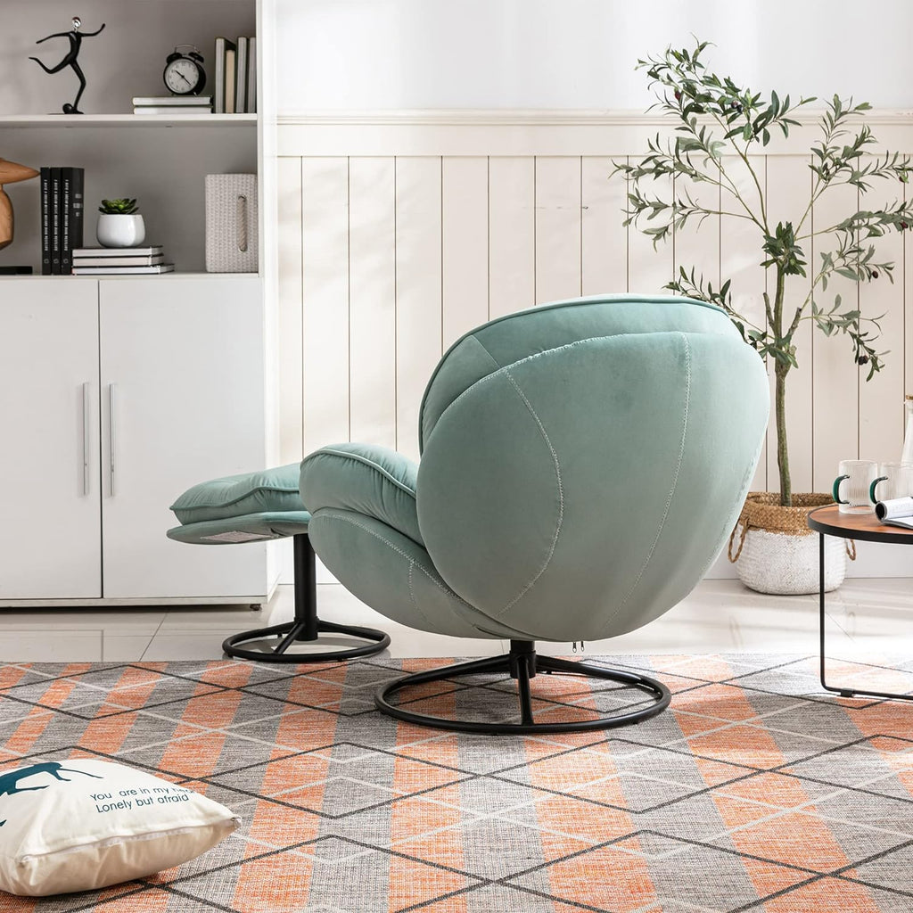 Teal Velvet Swivel Lounge Chair with Ottoman X7557
