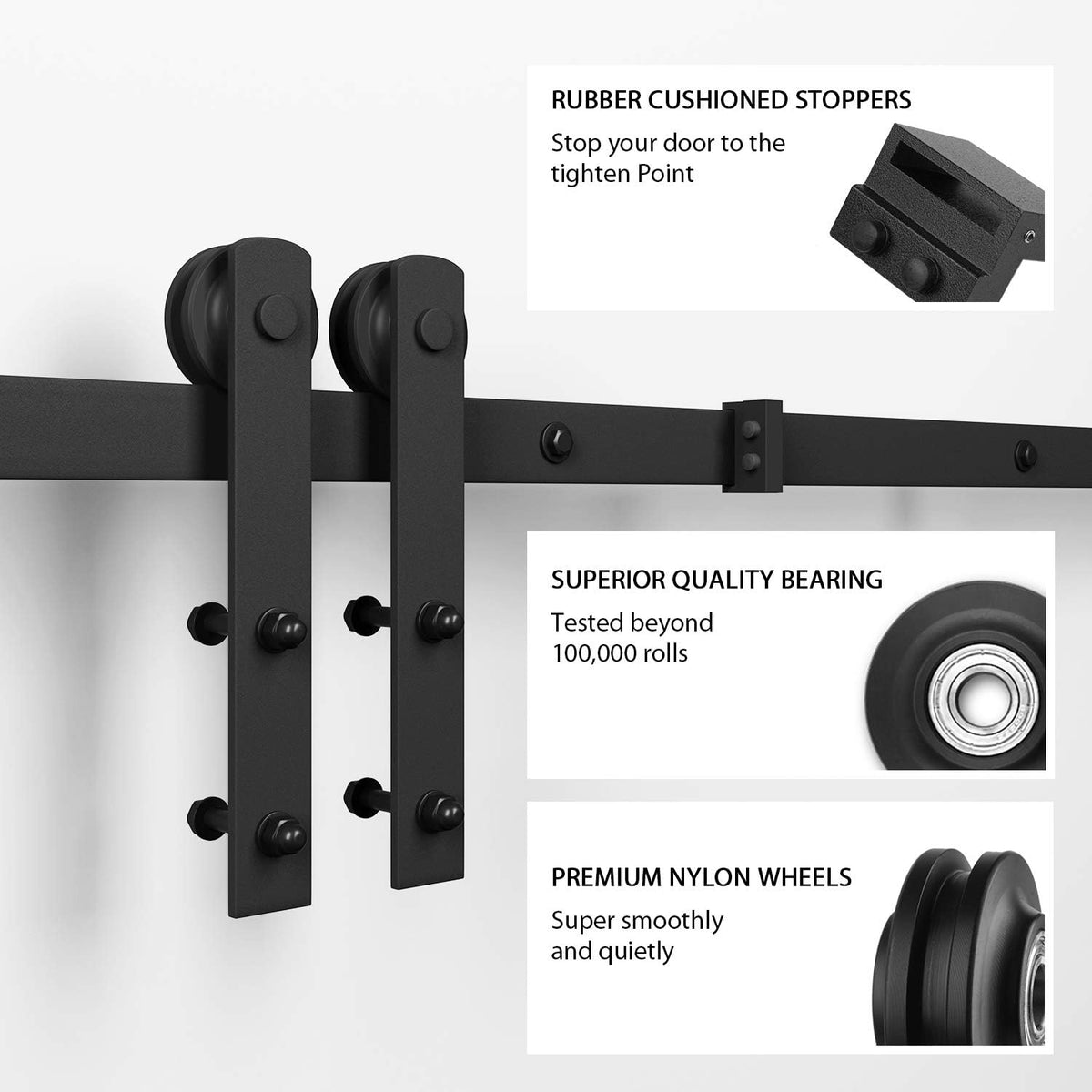 6ft Heavy Duty Sliding Barn Door Hardware Kit for 36" Wide Door Panel S68192