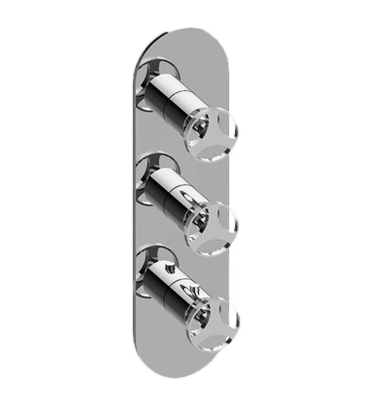 Polished Nickel Round 3-Hole Trim Plate with Harley Handles J513199