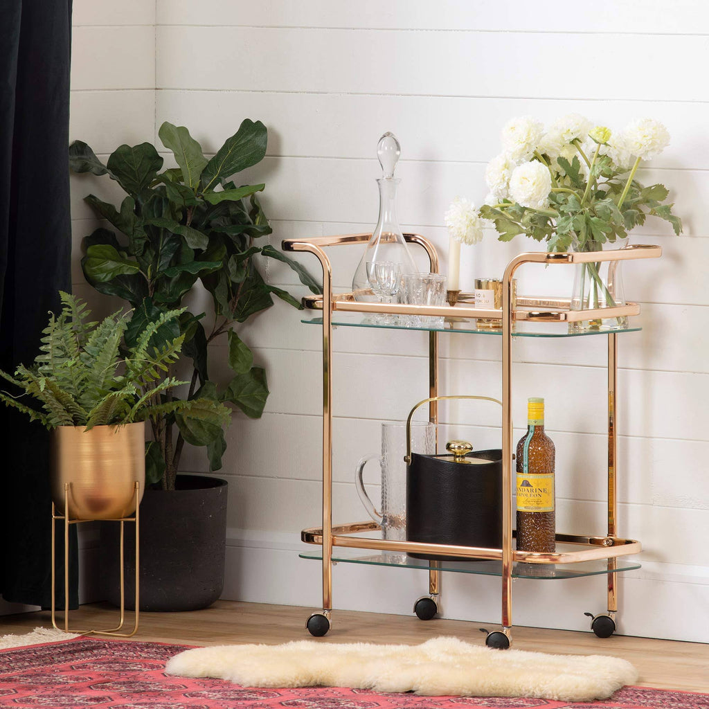 Gold Glass Bar Cart E596
