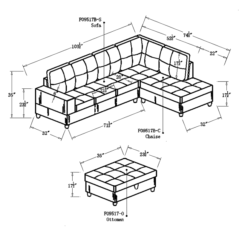 Turmeric 3-Piece Couch Sofa Set G68001