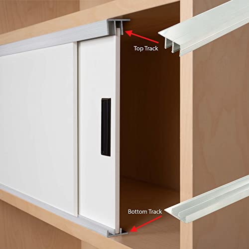 Aluminum Sliding Door Track for 1/4'' Glass or Wood Door Panels, 4 Foot Upper and Lower Track Set J3911