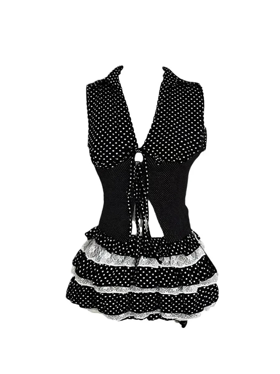 Polka Dots Ruffle Top and Bottom Set N2602