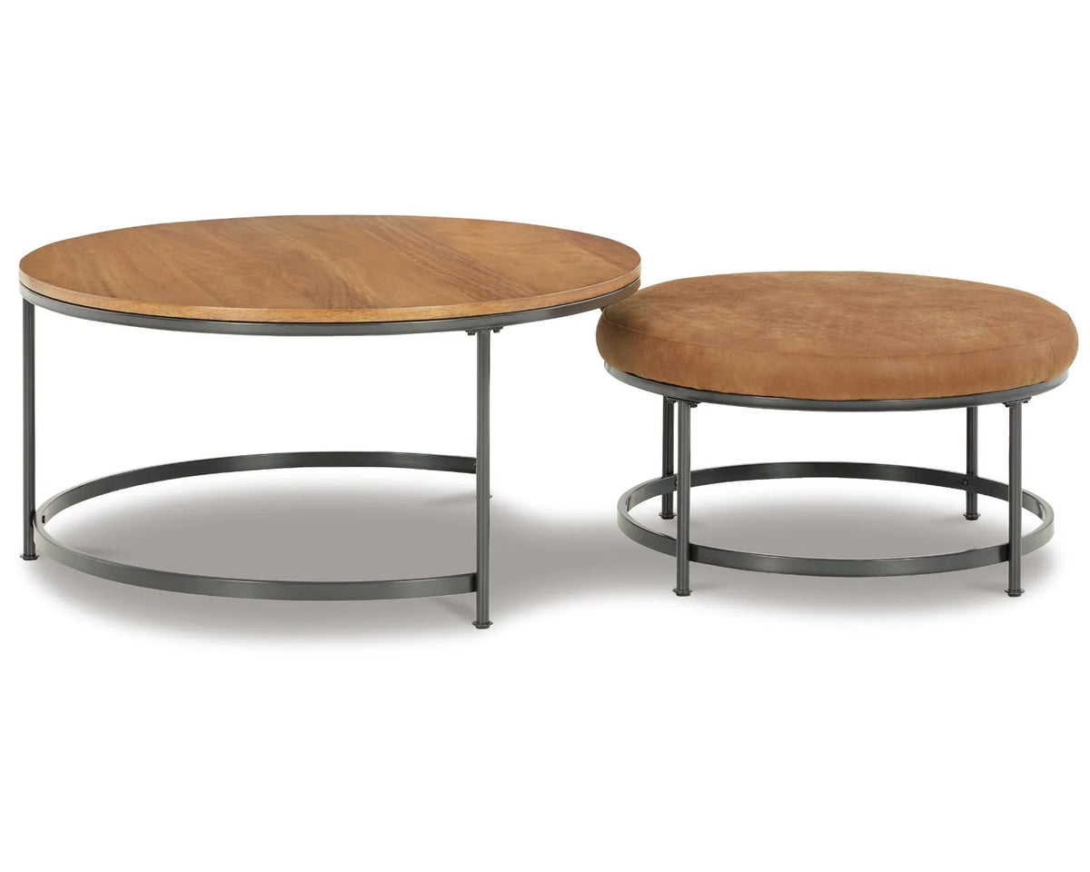 Nesting Coffee Table Set of 2 Light Brown/Black I46703