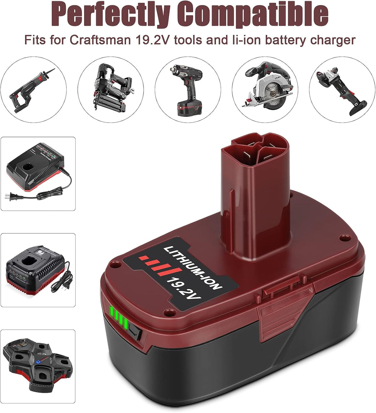 2 Pack 6.5Ah 19.2V Lithium ion Battery Replacement V897