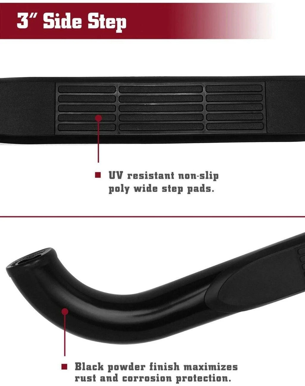 Black 3" Tube Side Bars Running Boards for Chevy Silverado GMC Sierra Crew Cab Pickup Truck U890952