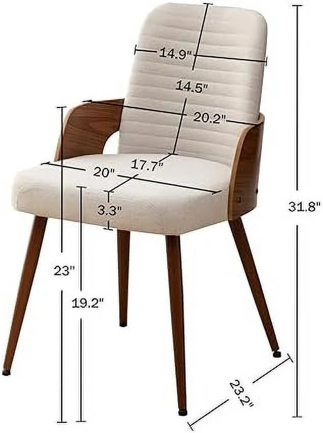 Beige Upholstered Dining Chairs with Metal Legs X379