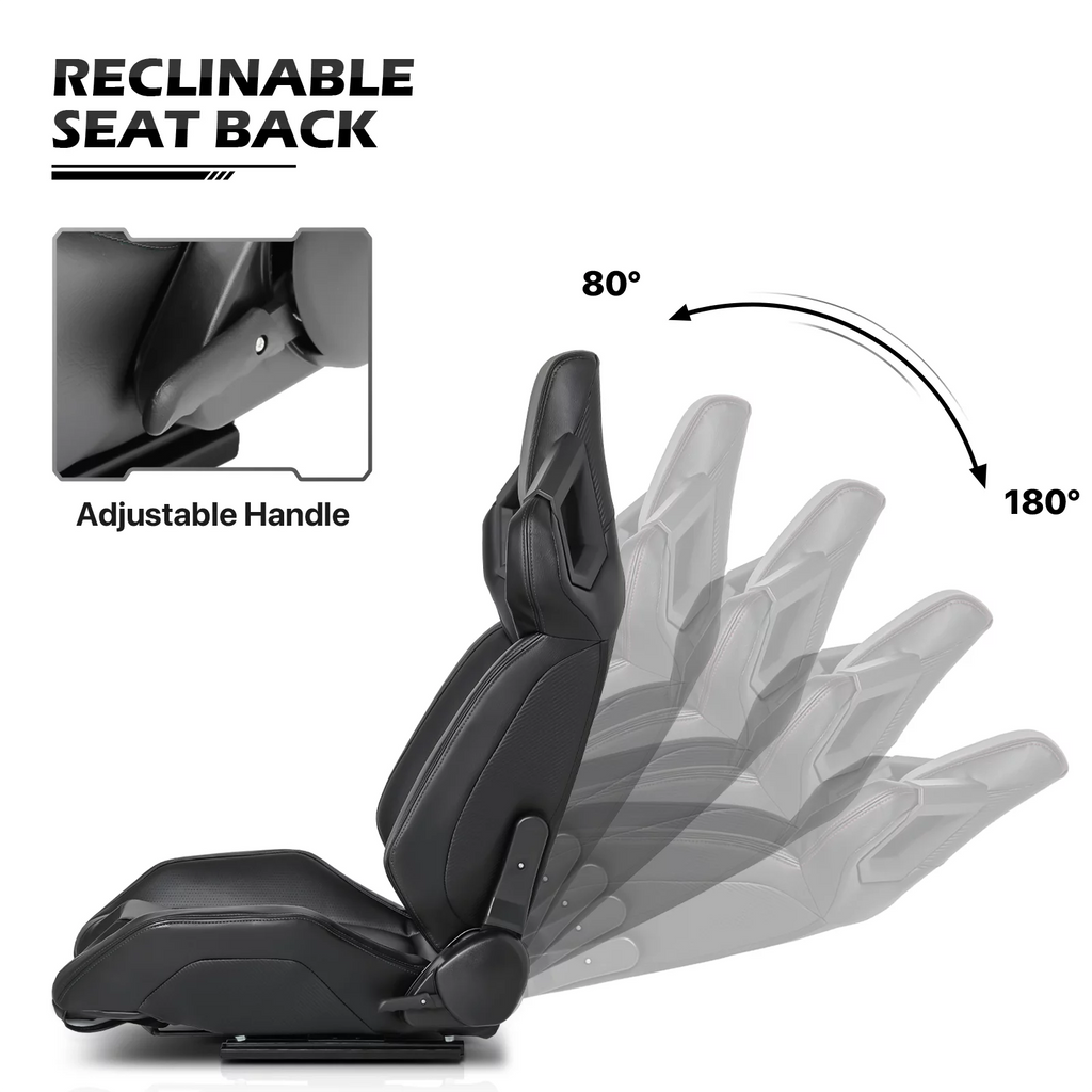Black Ergonomic Racing Seat with Adjustable Slide I41967