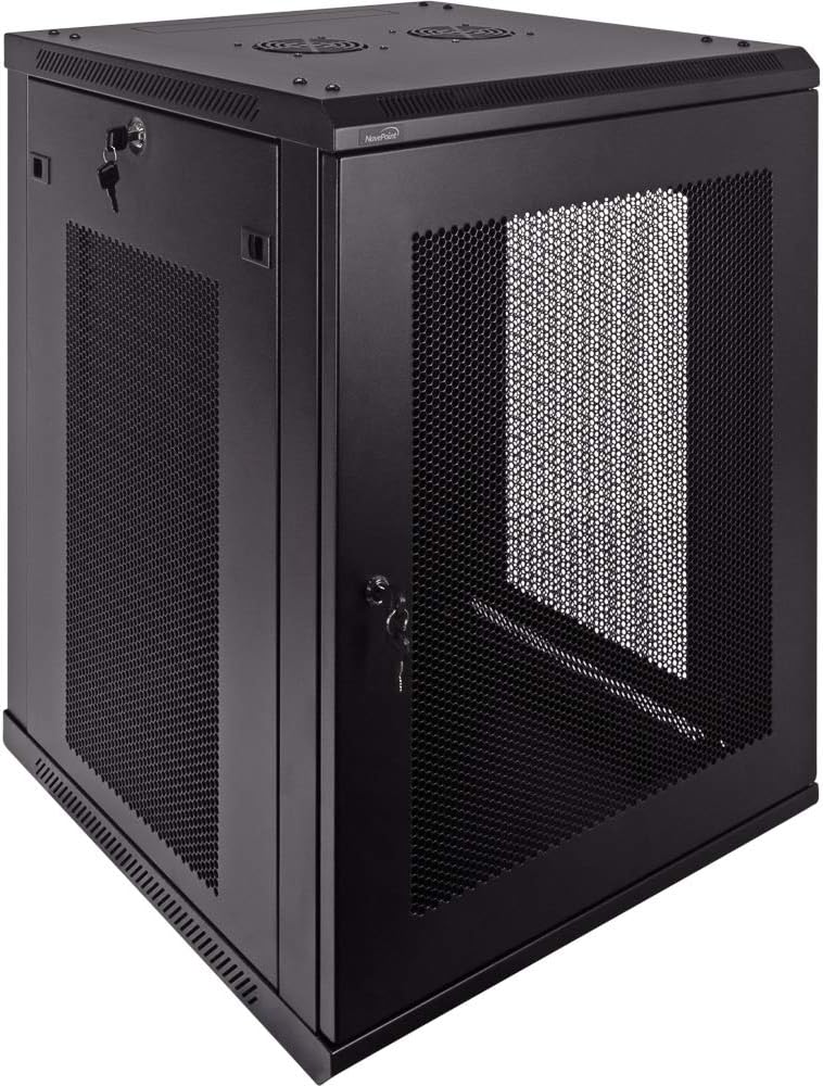 15U Wallmount IT Cabinet Enclosure 19-Inch Server Network Rack with Locking Perforated Door Black L85451